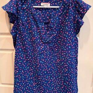 Andree by Unit top Navy Dot Flutter Sleeve Blouse - S